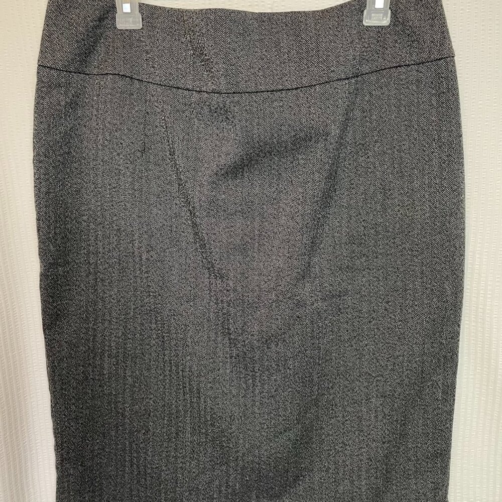 Mossimo Pencil Skirt Womens Size 14 Gray Herringbone Lined Stretch Zip Closure